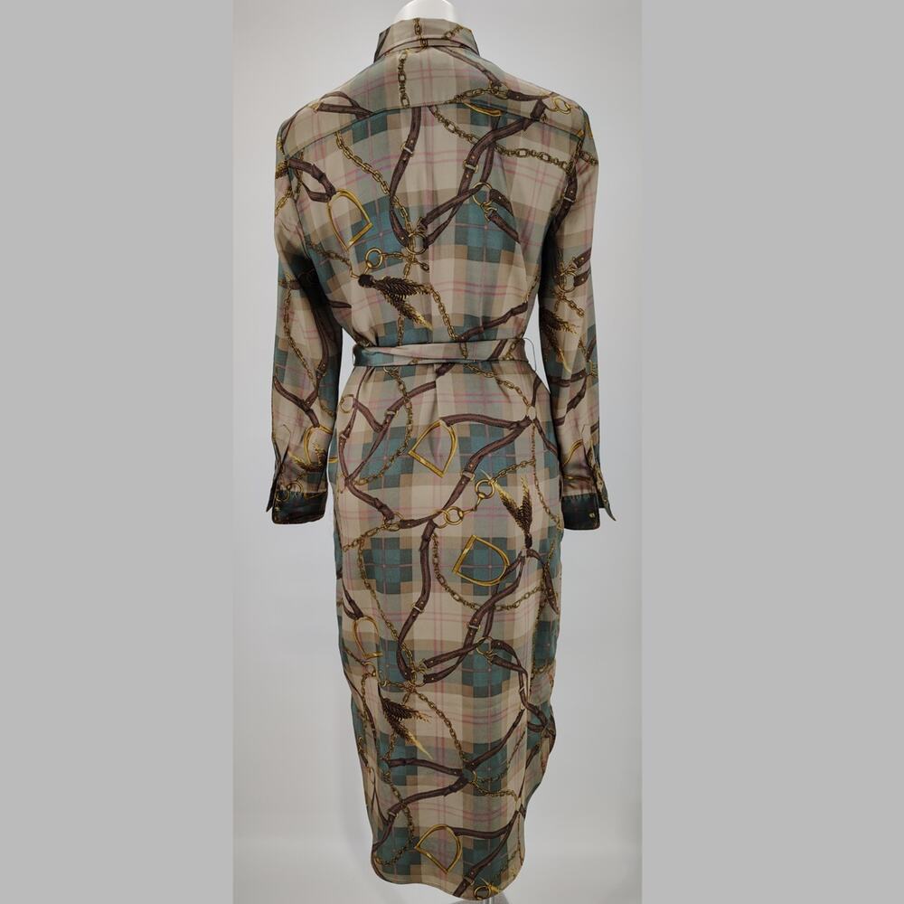 Lauren Ralph Lauren Equestrian Belt Print Shirt Dress Sz 6 - Picture 4 of 16